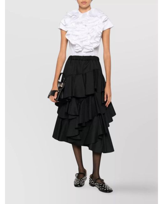 Comme des Garçons Black Midi Skirt Ruffled Layer Design