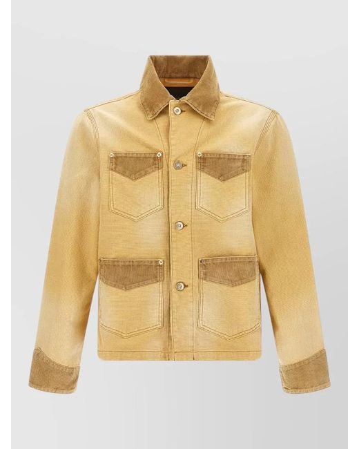 Wales Bonner Yellow Sierra Jacket Chest Pockets Corduroy Accents for men