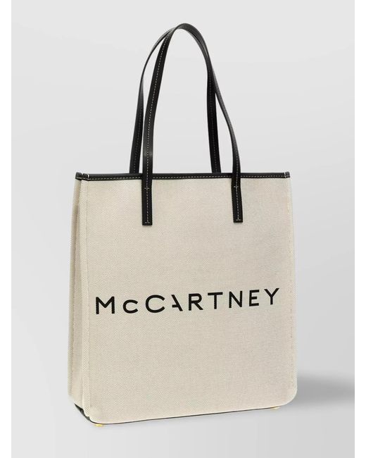 Stella McCartney Natural Stella Logo Large Canvas Tote Bag