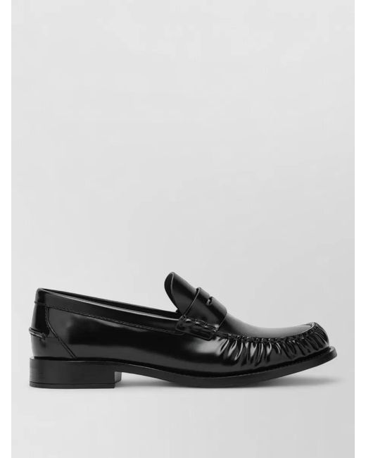 Prada Black Loafers Penny Strap Round Toe Shiny