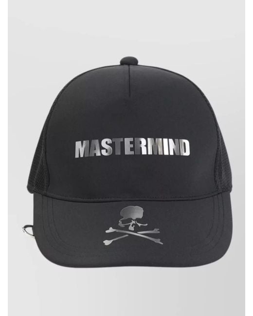 MASTERMIND WORLD Black Holographic Logo Cap Ring Mesh Detail for men