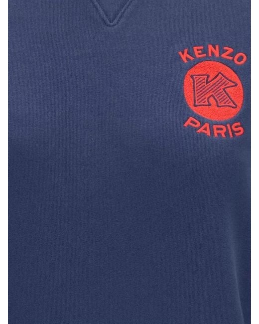 KENZO Blue Raglan Sleeve Crew Neck Cotton Sweater
