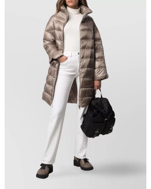 Herno Natural Down Matilde Oversized High-Collar Long-Sleeve Midi Jacket