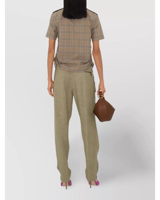 Burberry Natural Checked Cotton Short-Sleeve Shirt