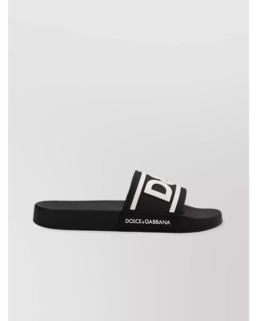 Dolce & Gabbana Black Logo Print Pool Slides With Open Toe for men