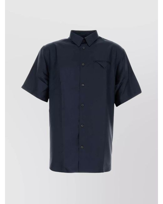 Prada Blue Silk Satin Shirt for men