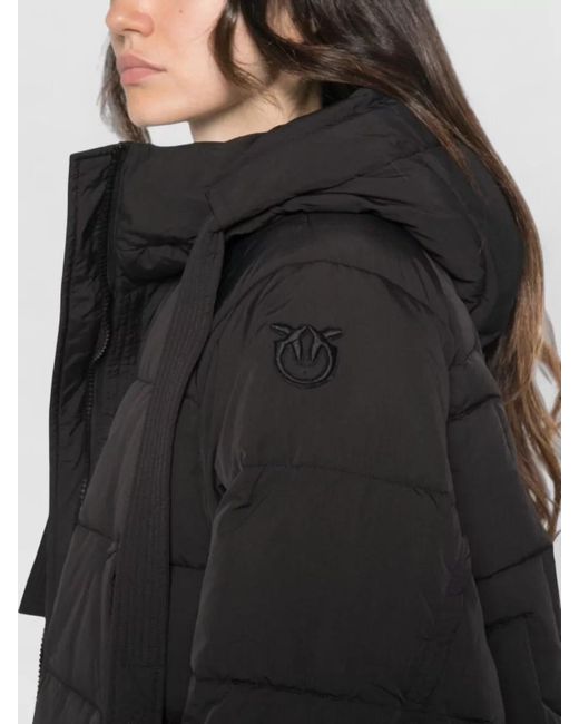 Pinko Black Hooded Long Sleeve Relaxed Fit Coat