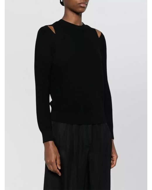 Elisabetta Franchi Black Knit Sweatshirt Crew Neck Shoulder Cutouts
