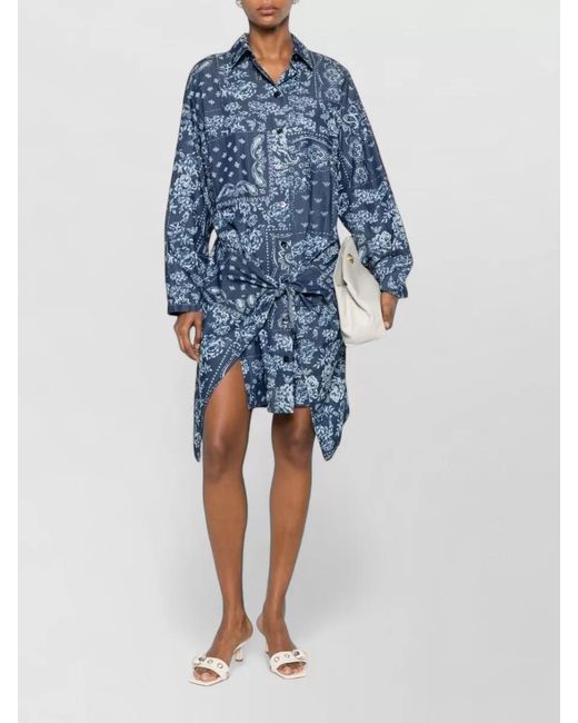 Emporio Armani Blue Cotton Long-Sleeve Shirt Dress