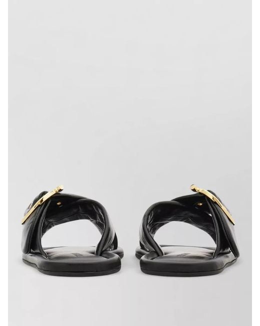 Ferragamo Black Elyzia Nappa Leather Slides Detail