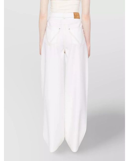Bottega Veneta White Wool Wide-Leg Trousers