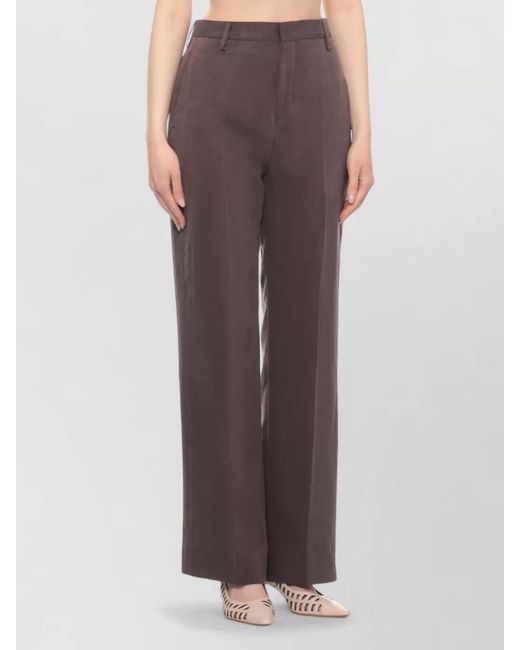 Briglia 1949 Brown Lyocell Palazzo Trousers Belt Loops Tailoring