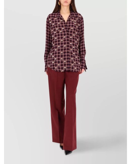 Dries Van Noten Red Wool Wide-Leg Trousers