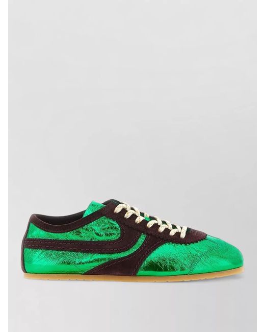 Dries Van Noten Green Leather Low-Top Sneakers