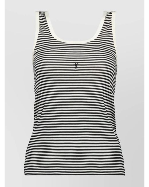 Saint Laurent Gray Striped Tank Top Cassandre
