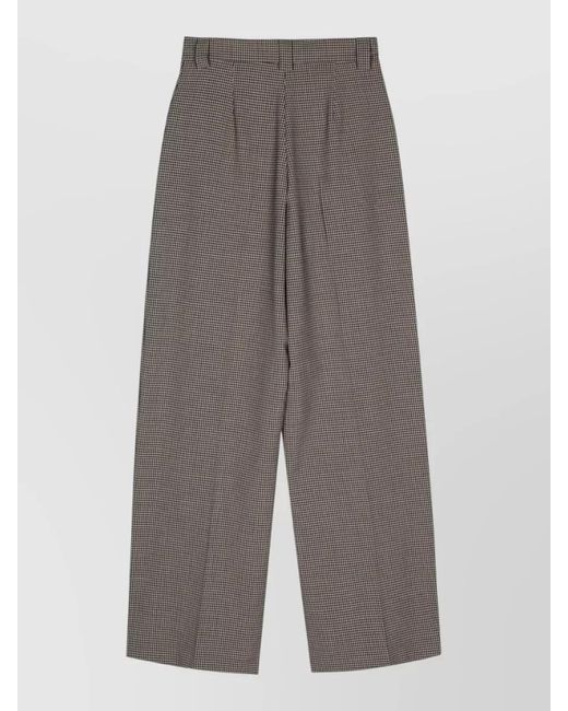 Alysi Gray Wool Cotton Blend Wide Leg Trousers