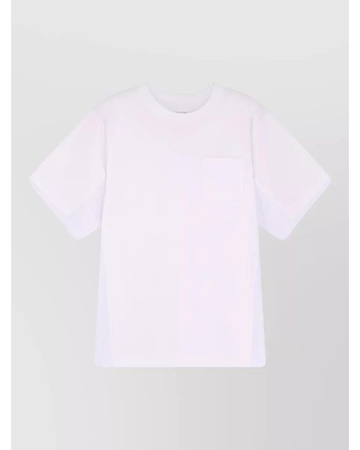 Sacai White Crew Neck Cotton T-Shirt Chest Pocket for men