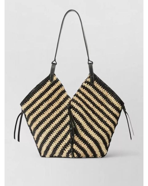Isabel Marant Metallic Tampa Raffia Shoulder Bag Striped Tassels