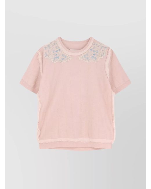 Maison Margiela Pink Virgin Wool Ribbed Short-Sleeve Sweater