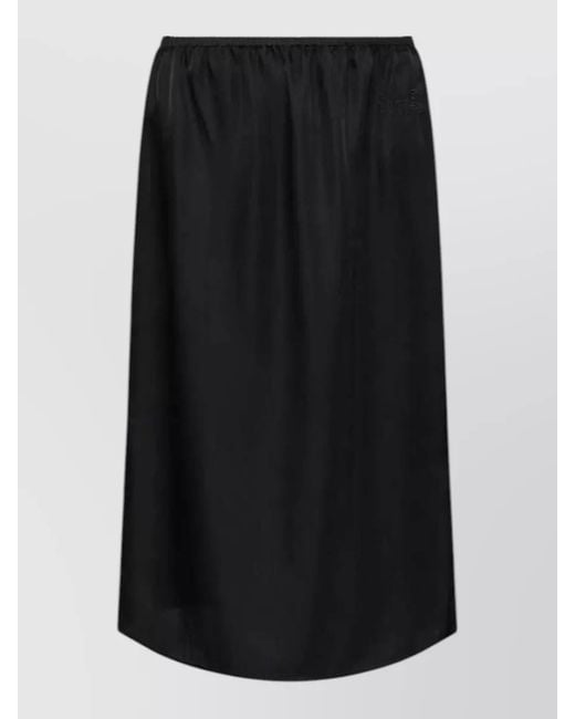 MM6 by Maison Margiela Black Midi Skirt Artwork Detail Straight Silhouette
