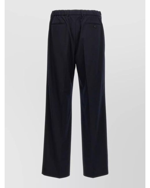 Cellar Door Blue Nuv Tailored Pants Belt Loops Pleats for men