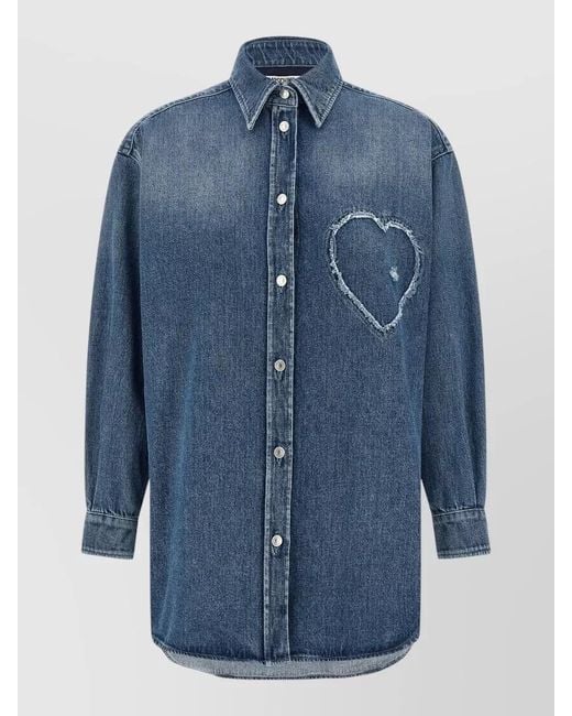 Moschino Blue Cotton Long-Sleeve Shirt