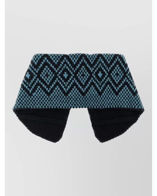 Dries Van Noten Blue Wool Jacquard Knitted Collar for men