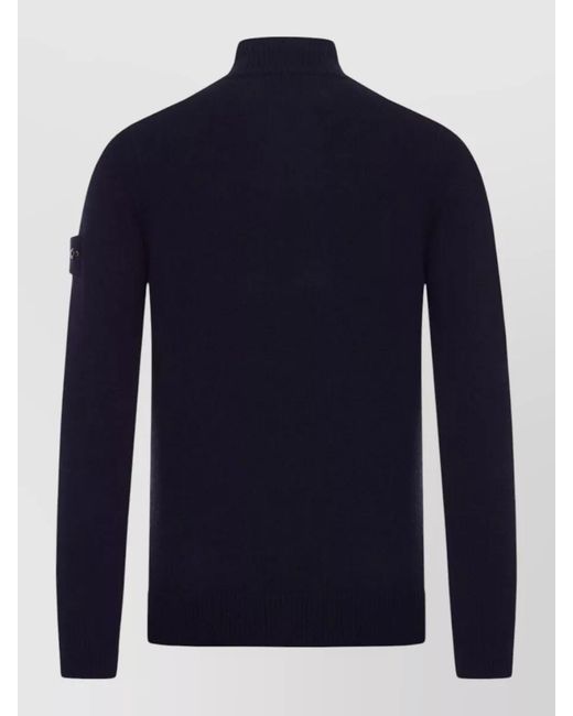 Stone Island Blue Wool Turtleneck Sweater High Neck Knit for men