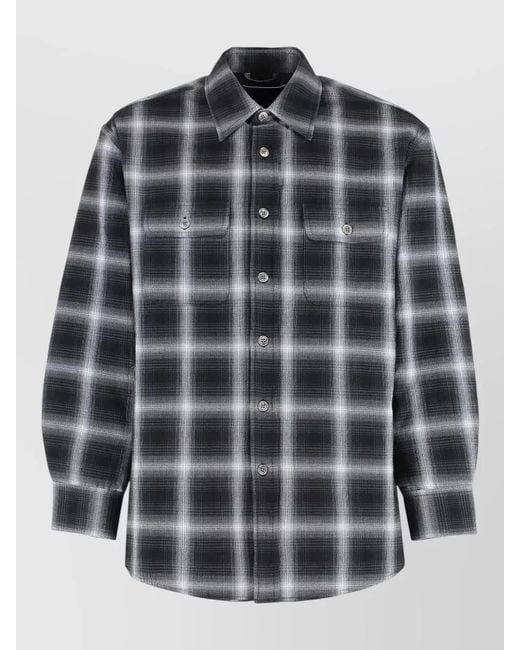 Our Legacy Gray Checked Cotton Long-Sleeve Shirt for men
