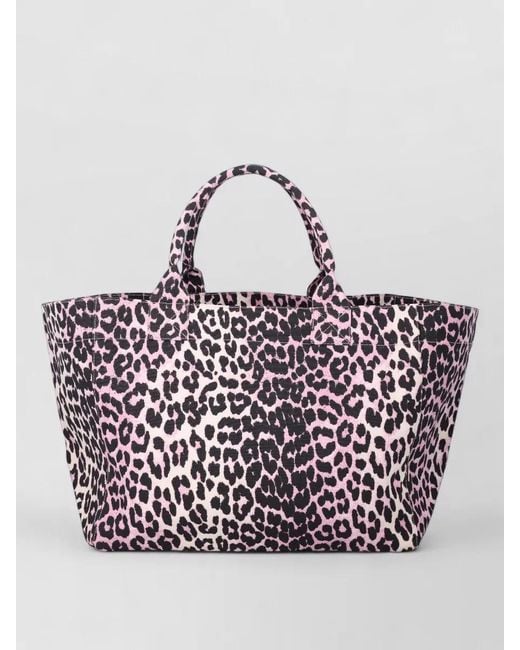 Ganni Multicolor Leopard Sequin Recycled Cotton Xxl Tote