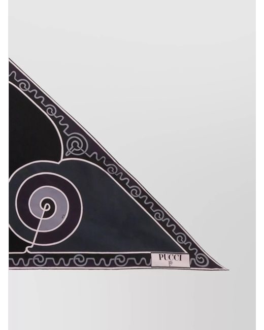 Emilio Pucci Blue Silk Astro Print Triangle Scarf