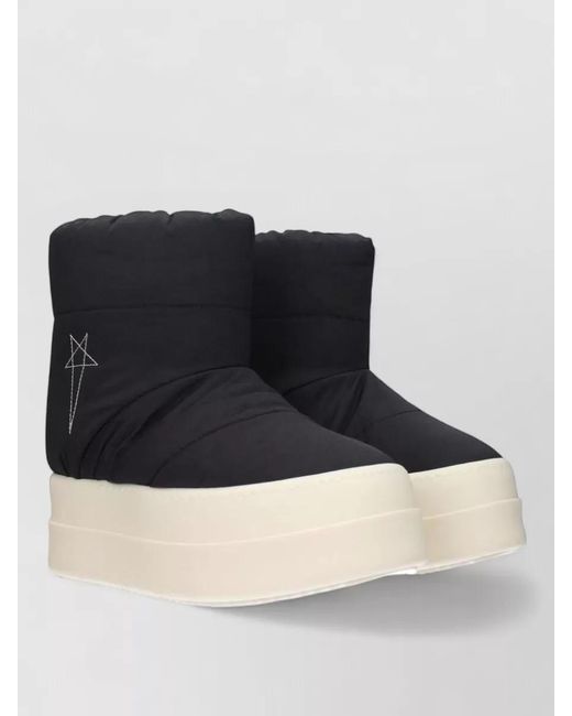 Rick Owens Blue Fabric Ankle Boots