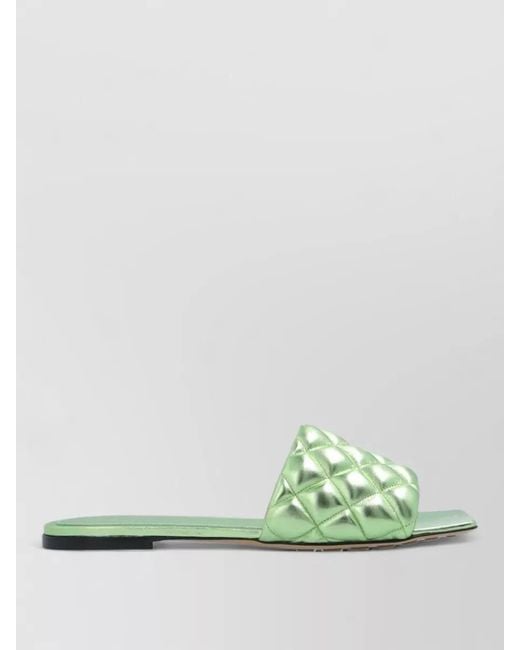 Bottega Veneta Green Calfskin Flat Sandals