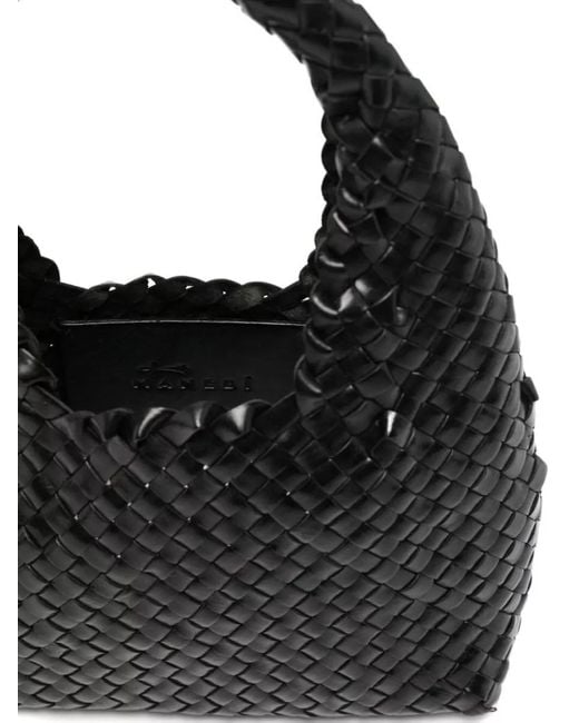 Manebí Black Halfmoon Leather Shoulder Bag Top Handle