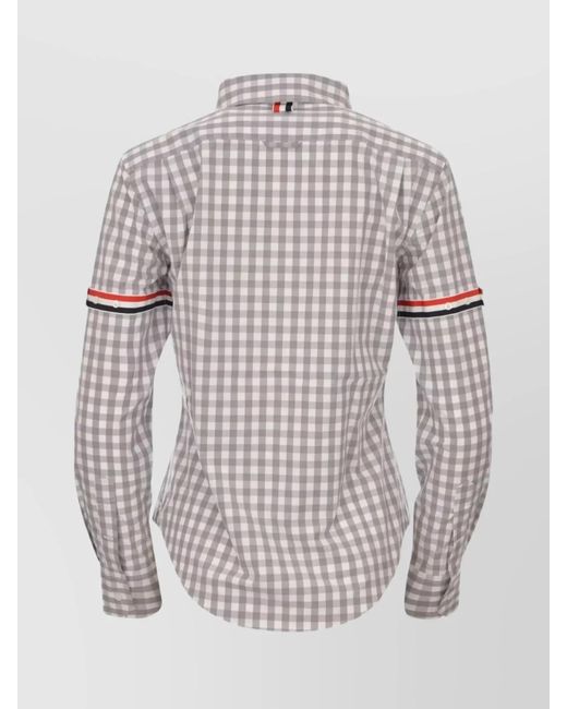 Thom Browne White Cotton Gingham Check Long-Sleeve Shirt
