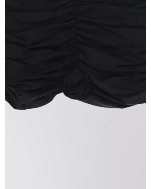 LaRevêche Black Lillibet Skirt Floral Appliqué Ruched Detailing