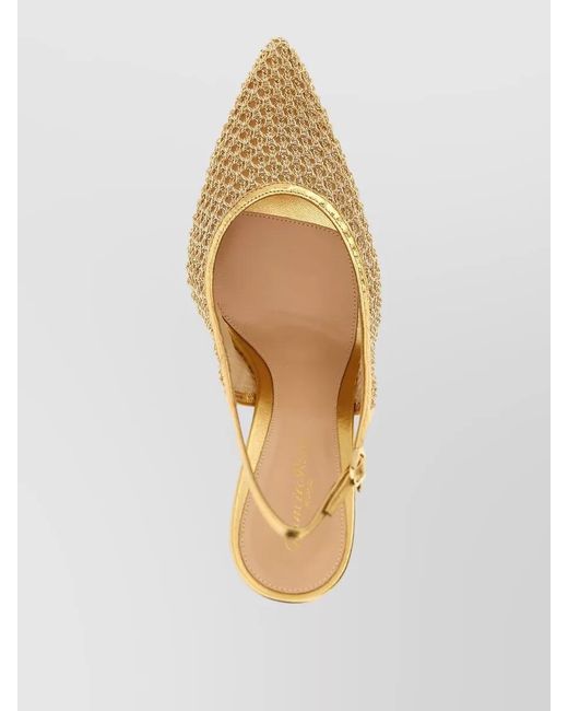 Gianvito Rossi Natural Fabric Slingback Pumps