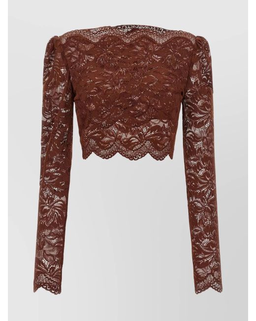 Rabanne Brown Lace Cropped Blouse