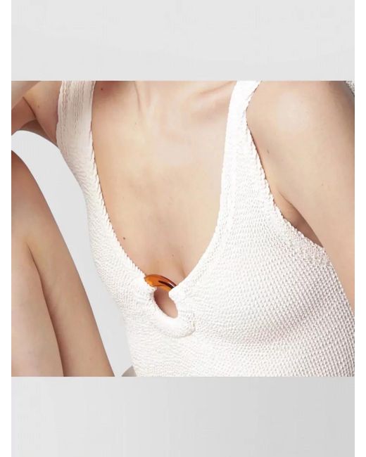 Hunza G Natural Ring Detail Scoop Neck Sleeveless Beachwear