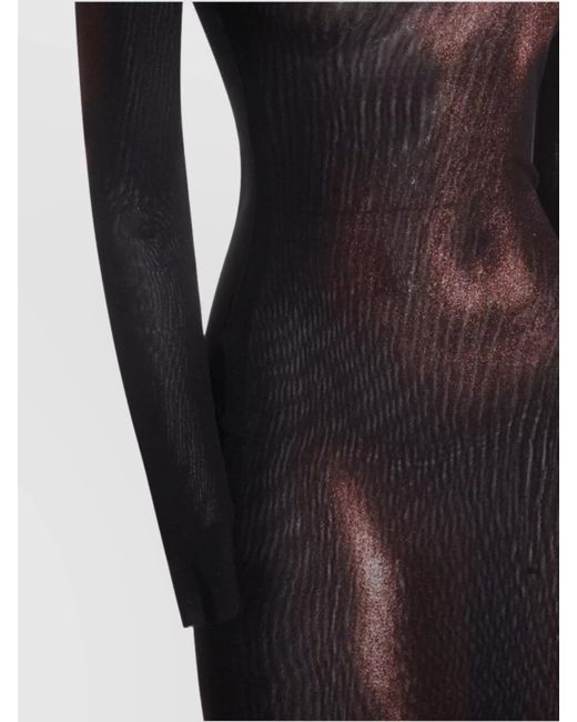 Jean Paul Gaultier Black Printed Asymmetric Long-Sleeve Maxi Dress