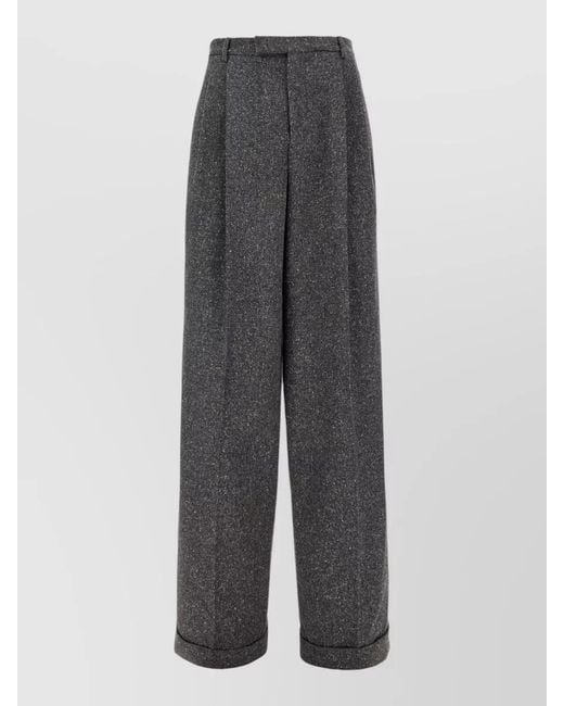 Valentino Garavani Gray High Waist Wide Leg Textured Pants for men