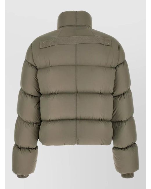 Rick Owens Green Turtle Down Jacket Cropped High Collar for men