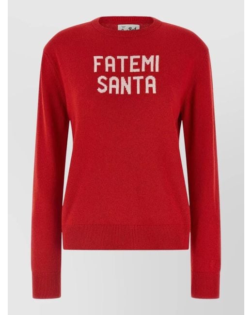 Mc2 Saint Barth Red Royal Crown Knit Crew Neck Sweater