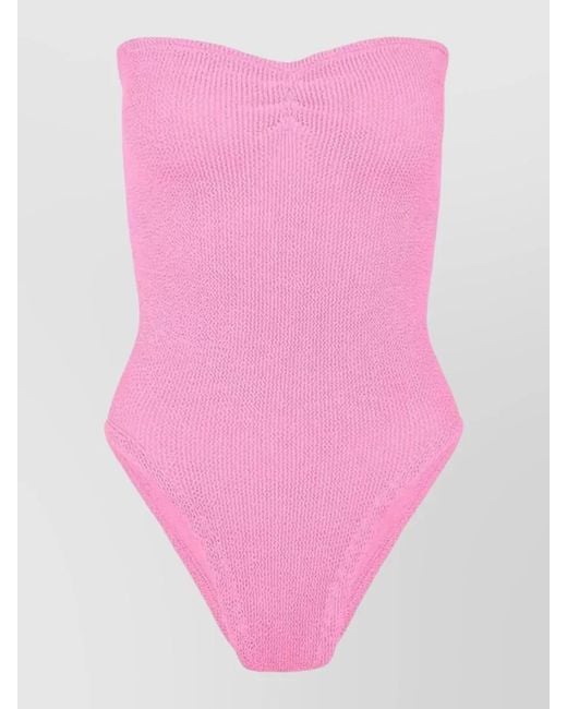 Hunza G Pink Brooke Strapless Textured Swimsuit High Cut