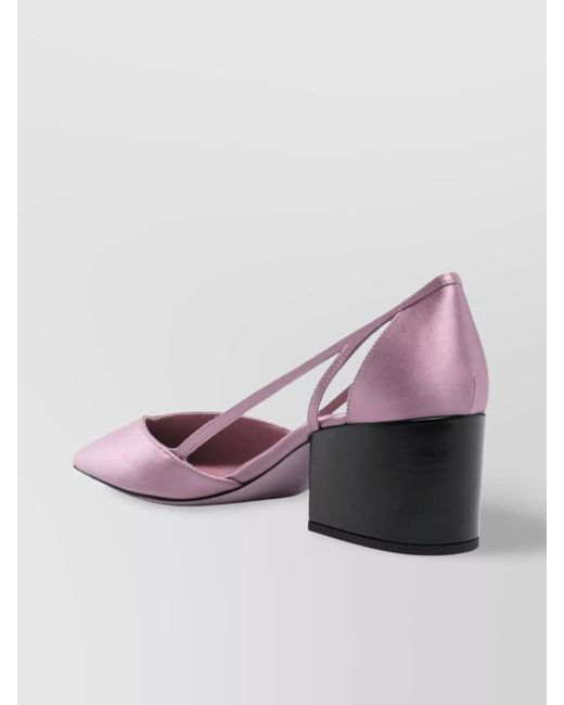 Prada Pink Silk Satin Cutout Low Block Heel Pumps