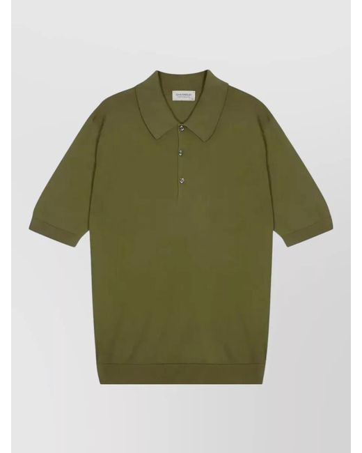John Smedley Green Cotton Knit Shirt Polo Collar for men
