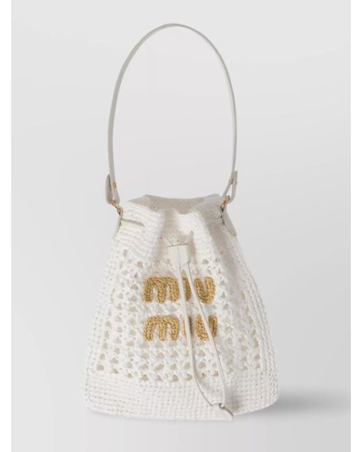 Miu Miu White Na Na Raffia Bucket Bag
