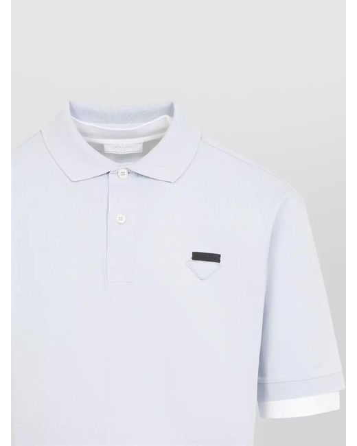 Prada White Boxy Fit Cotton Polo Top for men