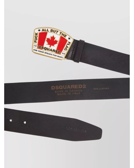 DSquared² Red Leather Logo Buckle Belt for men