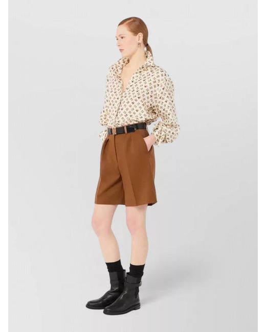 Max Mara Natural Printed Shirt Tie Cuffs And Slits